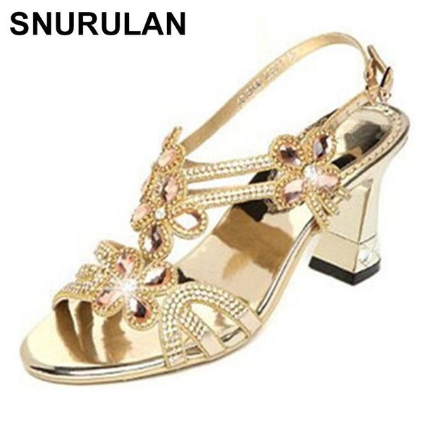 

dress shoes snurulan elegant open woman rhinestone sandals high heel 2021 summer genuine leather women fashion, Black