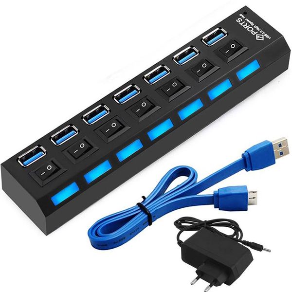 

hubs usb 3.0 hub 4 port splitter power adapter with individual switches for computer lapaccessories