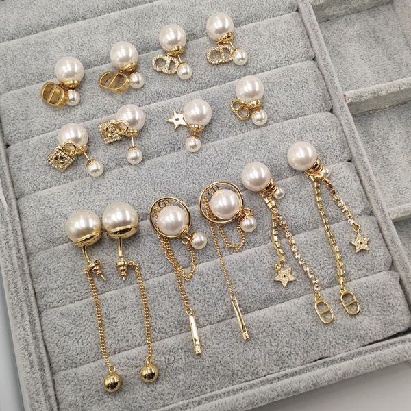 

d family letter front and back size pearl simple old earringsjwkf, Black