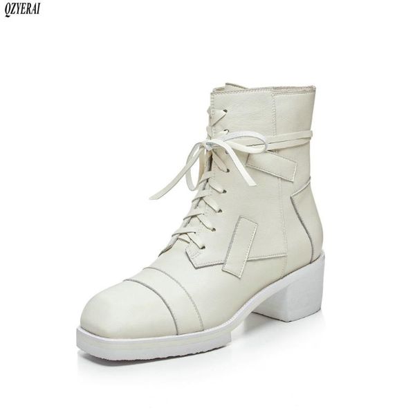 

boots 2021 autumn/winter women's genuine leather ankle lacing european star brands handmade, Black