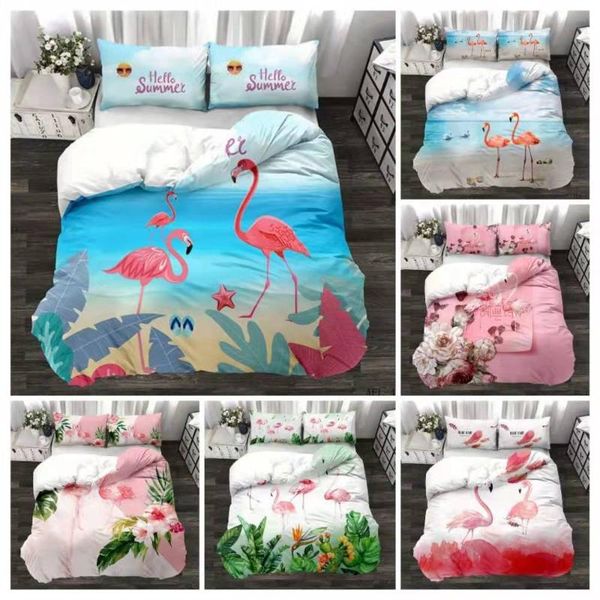 

bedding sets 3d digital american printing set pink flamingo quilt cover