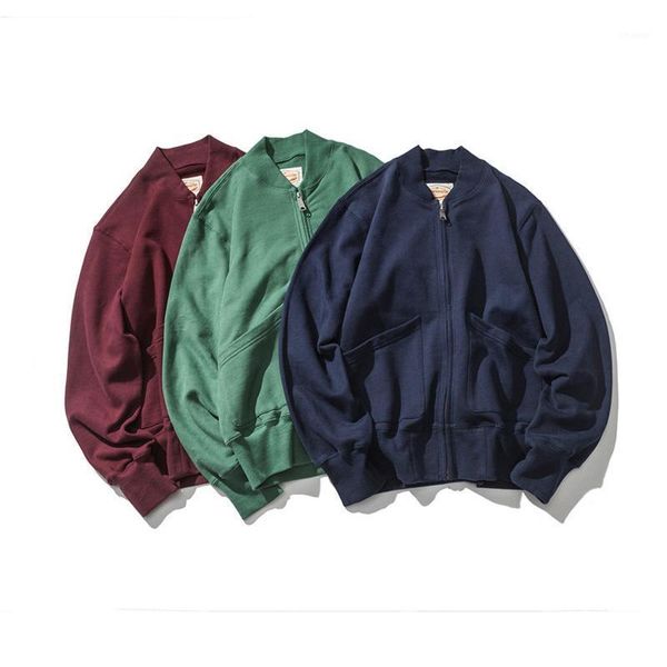 

men's hoodies & sweatshirts 70s heavy a.c.e. vintage zipper hoodie three colors regular fit jersey hip-hop 480g cotton cardigan, Black