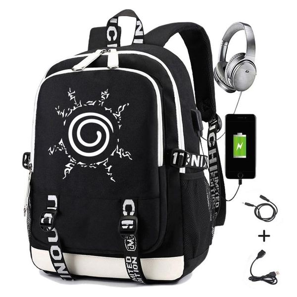

naruto backpack for boys girls school bag with usb charging printing sharingan student laptravel men