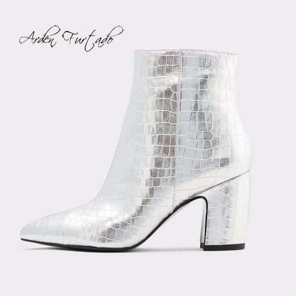 

boots arden furtado fashion women's shoes winter pointed toe chunky heels zipper elegant ladies concise mature short, Black