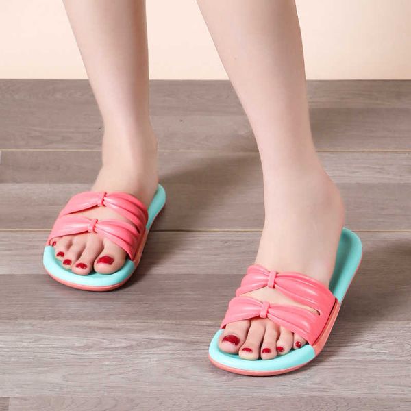 

women bowtie beach jelly shoes female casual open toe slippers 2021 ladies home slide summer women's flats woman shoes plus size y0731, Black