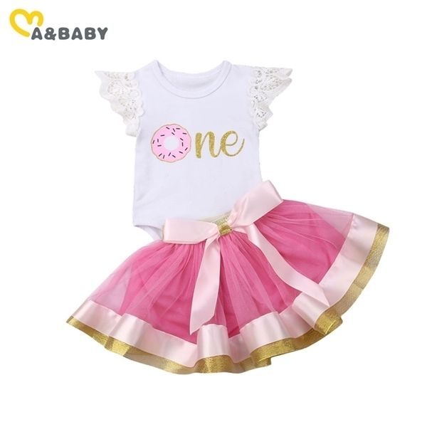 

0-24m summer born infant baby girl clothes set birthday one romper bow tutu skirts outfits cute clothing 210515, White