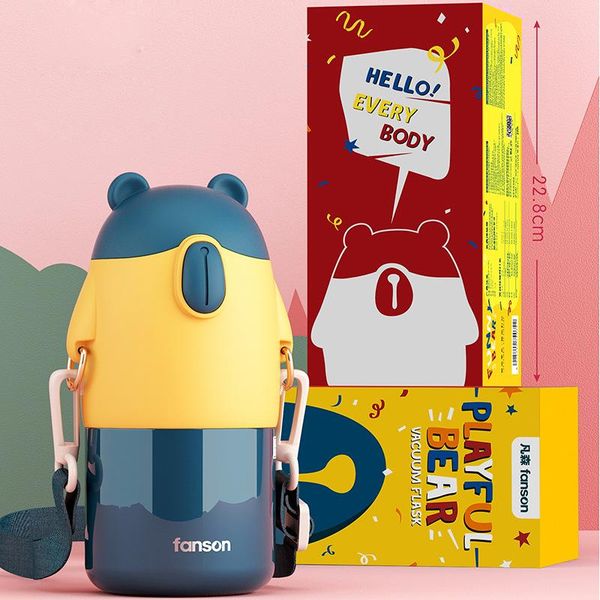 

water bottles stainless steel liner bottle thermo with straw insulated for travel children cute tumbler mug gourd drinking drinkware cup