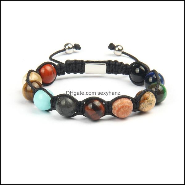 

beaded, strands fashion design stone jewelry eight planets beaded bracelet men natural mix stones universe yoga chakra solar bracelets drop, Black