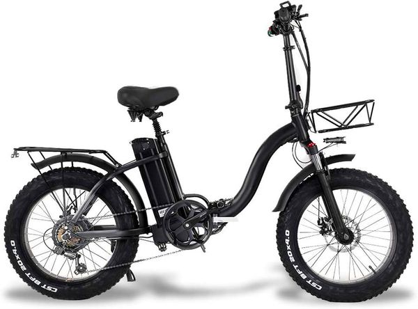 

y20 folding electric snow bike, 750w motor, 48v 20ah battery, 20 inch mountain bike fat bike, pedal assist e-bike with basket, Silver;blue
