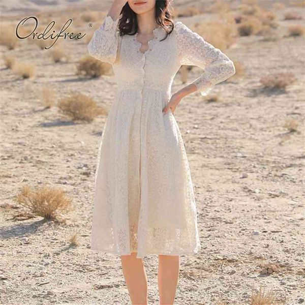 

summer vintage women white lace dress single breasted embroidery tunic beach 210513, Black;gray