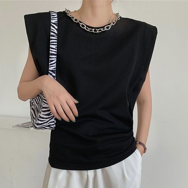 

women's blouses & shirts hzirip sleeveless shirt for women, sleeveless, chain and loose, 1kec, White