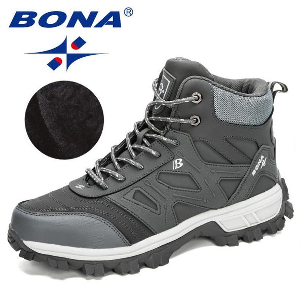 

boots bona 2021 designers winter warm man snow high fur men's fashion velvet anti-slip casual footwear masculino, Black