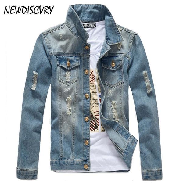 

men's jackets discvry denim jacket 2021 spring autumn slim casual men fits jeans coats man cowboy fashion outwear male brand clothing, Black;brown