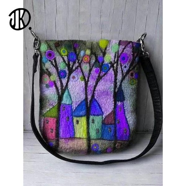 

ladies retro shoulder bag tassel design bag large-capacity cat print handbag all-match waist fashion print messenger