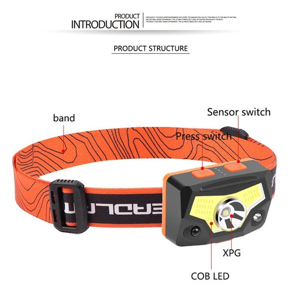 

headlamps portable mini xpg+cob led headlamp high power built-in 1000 battery outdoor camping headlight stepless dimming