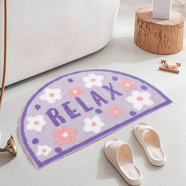 

carpets door rug mat flower letter pattern slip-resistant imitated cashmere semi circle floor cushion home decor