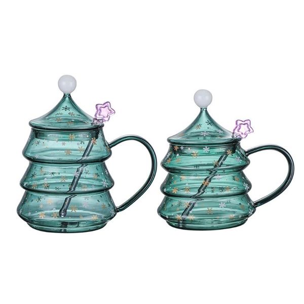 

mugs 400/500ml creative christmas tree cup tea coffee mug with lid star spoon drinking glass for xmas day year valentine k0
