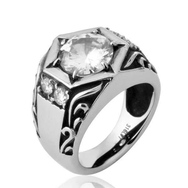 

simple six pointed star set zircon ring for boys, Golden;silver