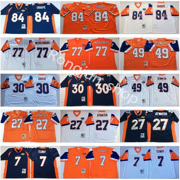 

ncaa football 7 john elway 27 steve atwater 30 terrell davis 49 d.smith 57 jackson 65 zimmerman 77 karl mecklenburg 84 shannon sharpe jersey, Black;red