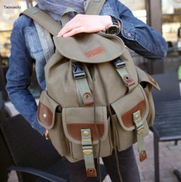 

backpack fashion men's vintage canvas school bag travel bags large capacity laptop