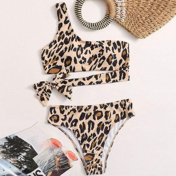 

women's swimwear 2021 swimsuit for women leopard print split suit push up bikinis set bathing, White;black