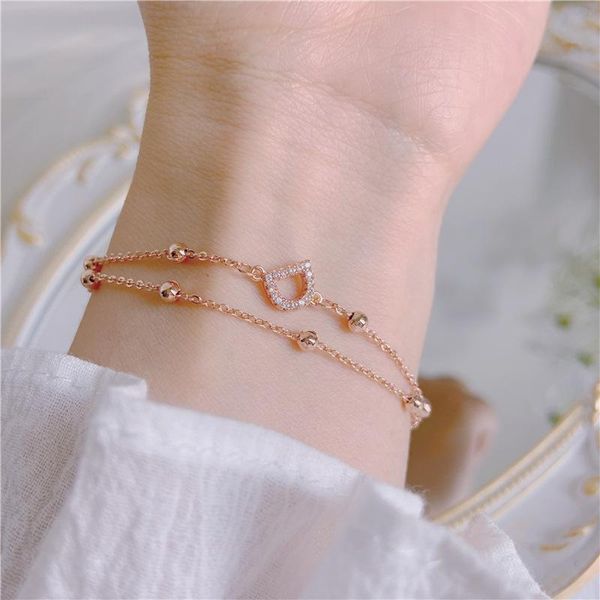 

link, chain letter women bracelet elegant bracelets woman fashion simple rhinestone jewelry european bangles gold color trendy metal armband, Black