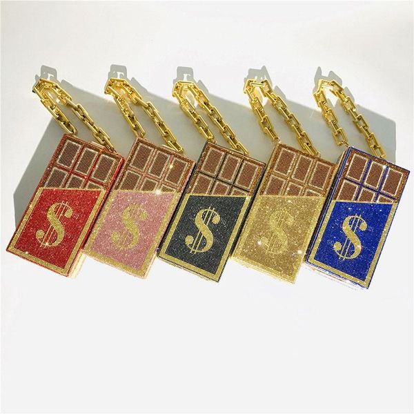 

shiny diamond money design evening clutches 2021 wedding banquet party purse for women small square chain shoulder bag b378 bags