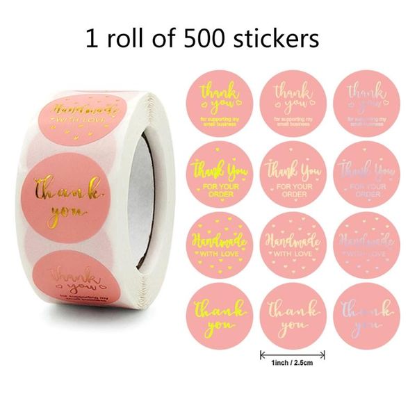 

gift wrap 500 pieces/roll round color stamping stickers, envelope decoration seal thank you label bag sticker