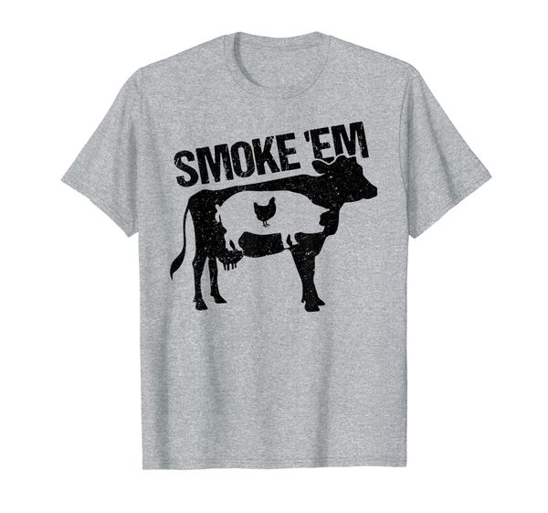

funny smoke 'em bbq barbecue grill master gift t-shirt, White;black