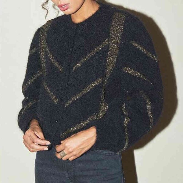 

sweater 2021 spring and summer mohair puff sleeves loose version knitted cardigan k3hm, White;black