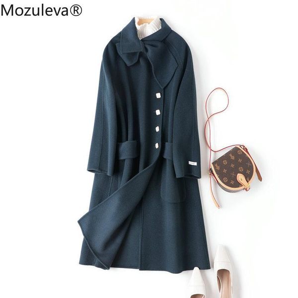 

women's wool & blends mozuleva double sided cashmere coat female autumn winter japanese style loose long woolen solid color outwear, Black