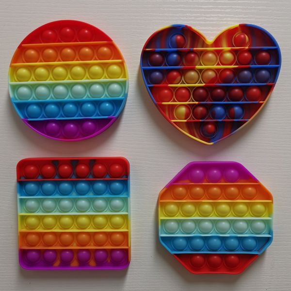 

sensory fidget bubble toy push finger fun game squeeze balls puzzle rainbow camo stress relief adhd heart circle square shape g31604