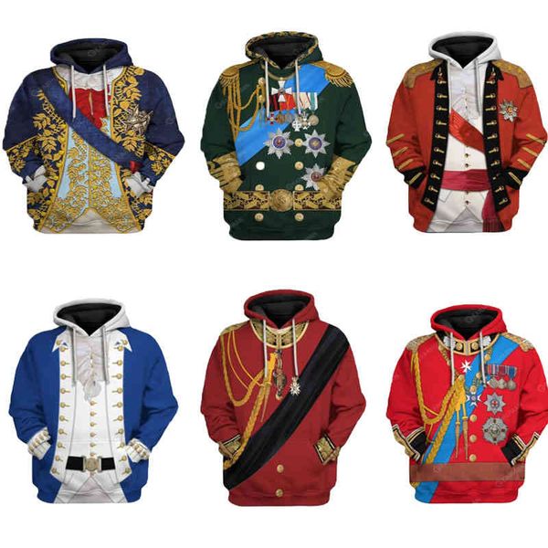 

medieval hoodie retro sweatshirts, george washington/napoleon/alexander hamilton 3d print sweatshirt hoodi s-7xl, Black