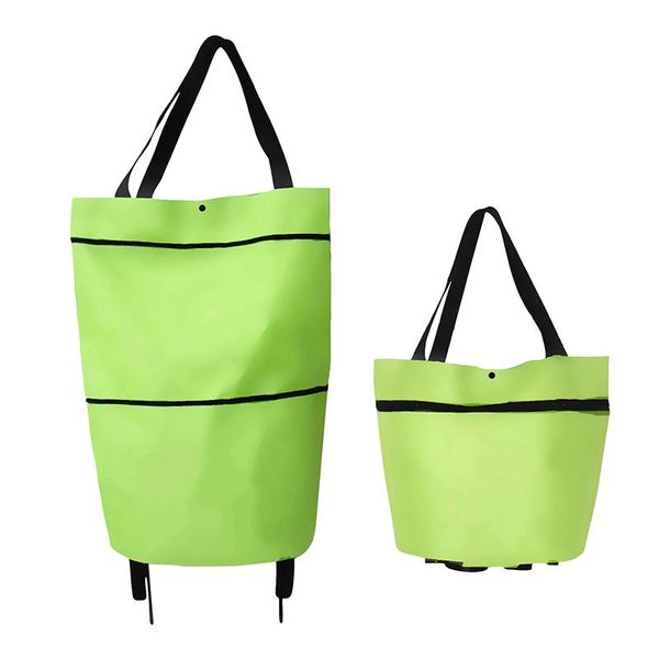 

storage bags 2 in 1 foldable shopping cart collapsible two-stage zipper folding bag with wheels cart-be
