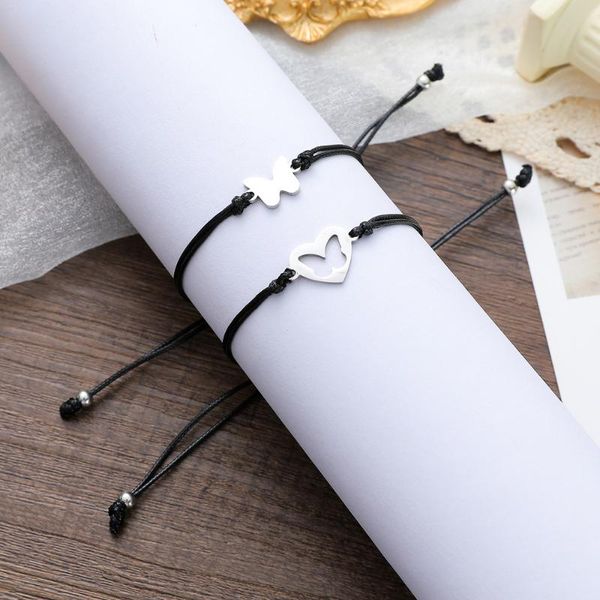 

charm bracelets creative stainless steel hollow bracelet set simple fashion mommy and me matching love heart, Golden;silver