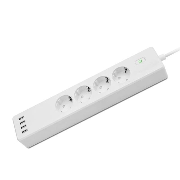 

smart power plugs wifi strip 4 eu outlets plug with usb charging port surge protector works for alexa echo & google home