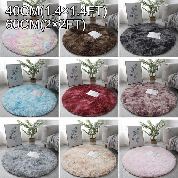 

carpets 40/60cm circle round shaggy rug living room bedroom carpet floor fluffy mat anti-skid solid pattern home textile decoration