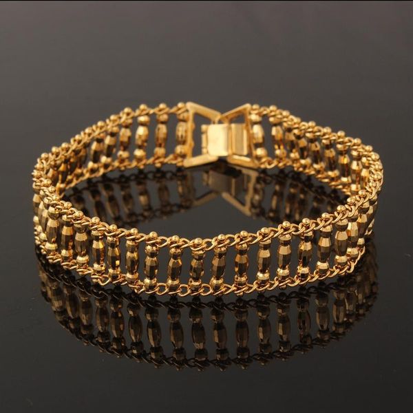 

link, chain unique width15mm noble men gold color est hollow bracelet fashion jewelry, Black