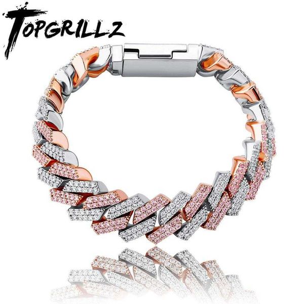

rillz 12mm/14mm bracelet iced out micro pave cubic zirconia cuban chain hip hop jewelry gift for party 210611, Black