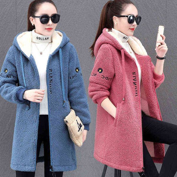 

cashmere coat for women 2021 winter casual sweater loose korean medium and long plush thickened, Black