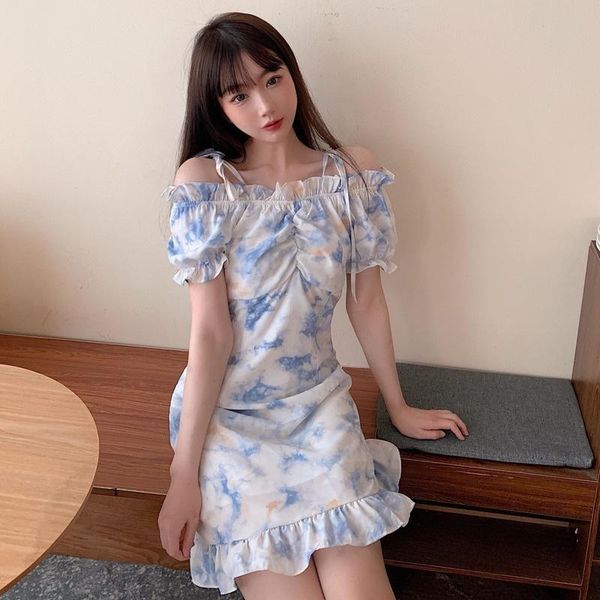 

casual dresses dress women tie dye harajuku sweet edible tree all-match streetwear girls lovely fashionable vestido retro clothing mu, Black;gray