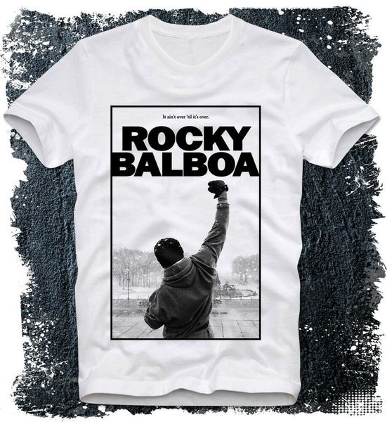 

t-shirt rocky balboa sylvester stallone 70s boxing sports cult movie retro vinta, White;black