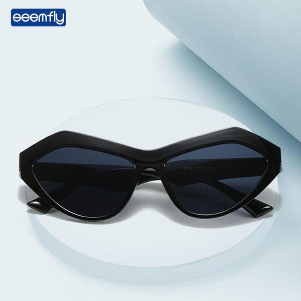 

sunglasses seemfly vintage triangle cat eye contrast color irregular men women sunshades colorful clear lens uv400 sun glasses, White;black