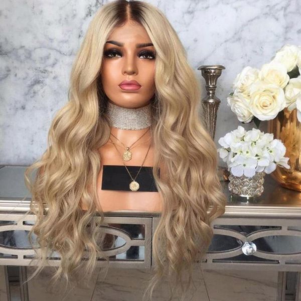 

lace wigs 13x4 front human hair blonde brazilian 180% density loose wave pre plucked wig for woman, Black;brown