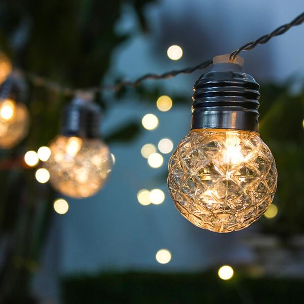 

strings 10/20pcs 4cm led solar string lights glass bulb ball fairy lamp waterproof colorful lantern light garlands christmas decor