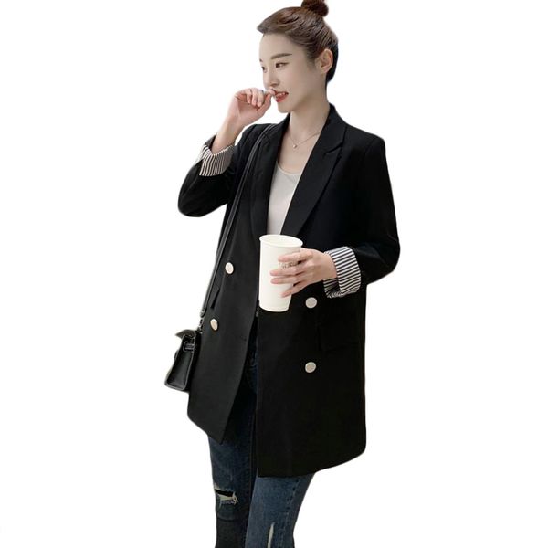 

women's suits & blazers korean loose jacket, casual black coat, fashion, spring and autumn, White;black
