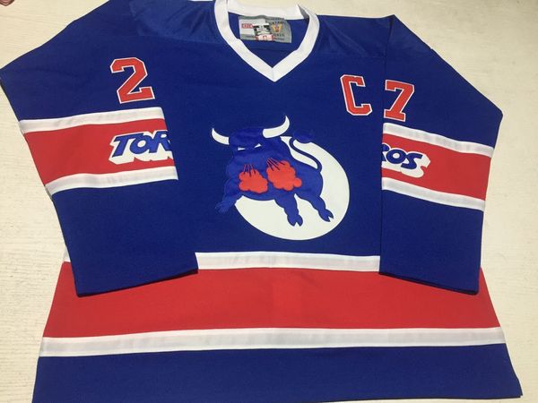 Benutzerdefinierte Vintage #27 FRANK MAHOVLICH Toronto Toros 1974 WHA CCM Hockey Jersey Blau Ed Jeder Name Nummer S-5XL