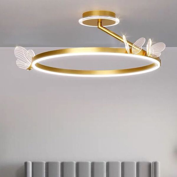 Lampadario a soffitto moderno nordico a LED Luce dorata Farfalla Soggiorno Camera da letto Illuminazione interna Decorazioni per la casa Lustro