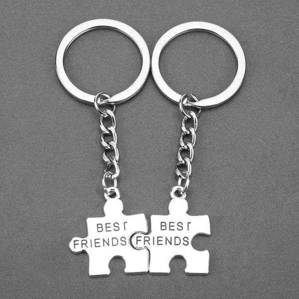 

keychains dongsheng 1pair friends keychain silver geometry puzzle key chain forever bff friendship jewelry llavero -50