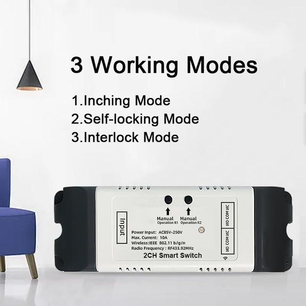 

smart home control ewelink wireless wifi switch module inching relay momentary/self-locking/interlock for alexa google ifttt